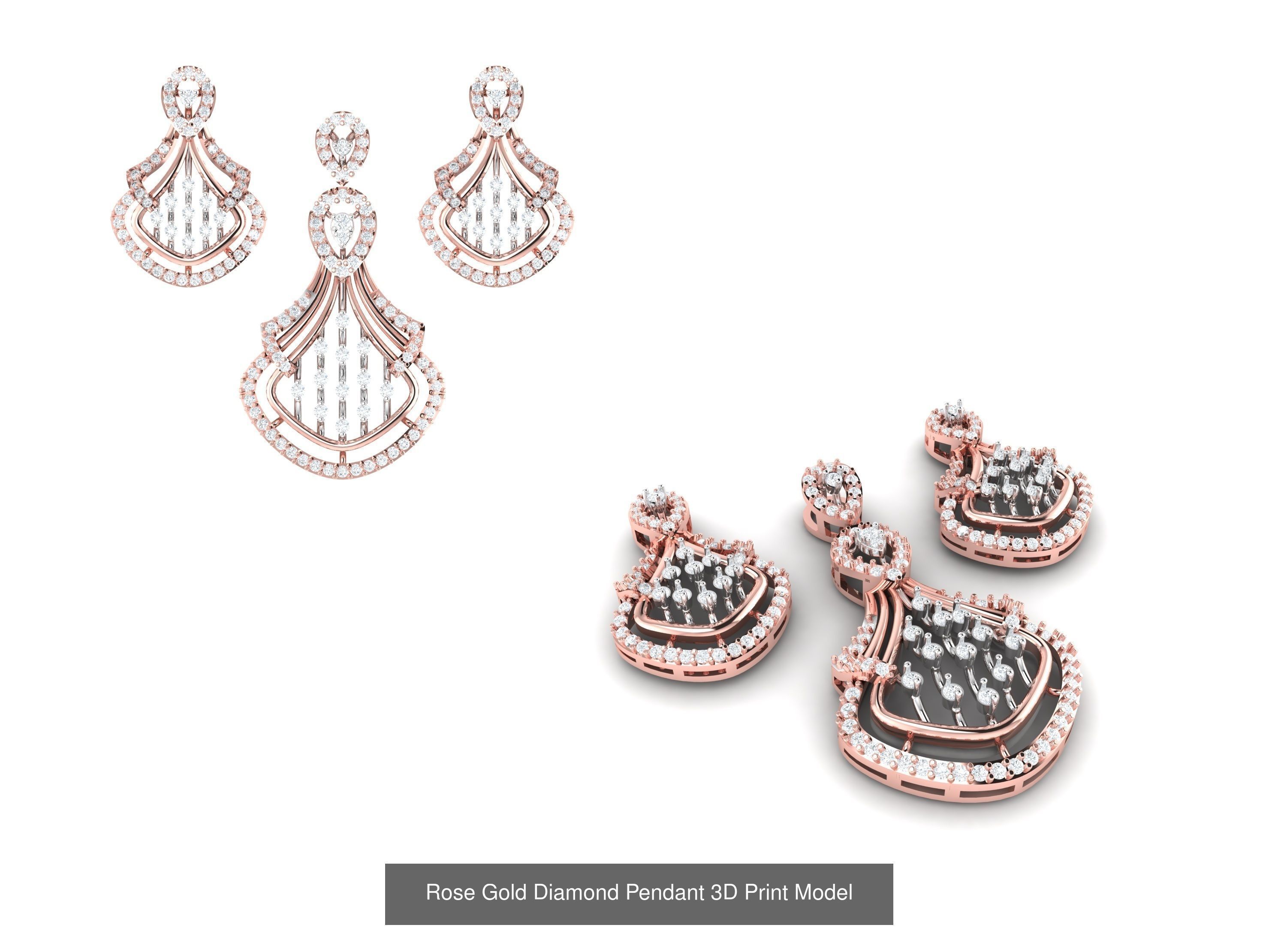 Rose Gold Diamond Pendants Collection 3D Print Model _30