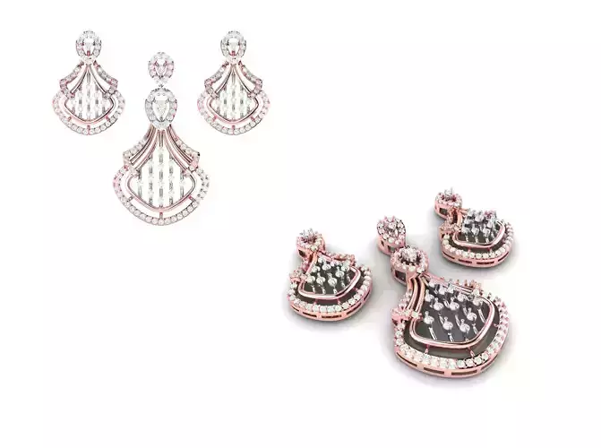 Rose Gold Diamond Pendants Collection 3D Print Model