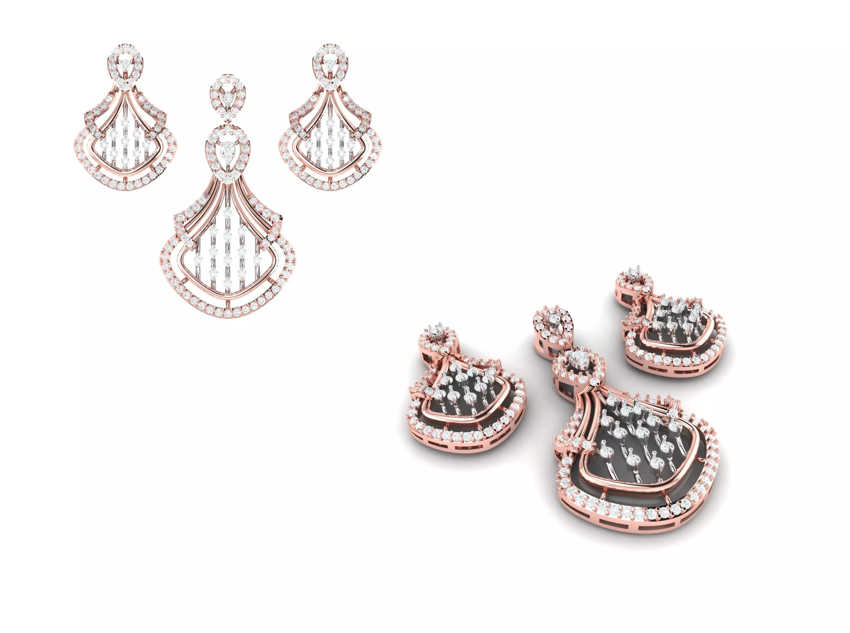 Rose Gold Diamond Pendants Collection 3D Print Model _0