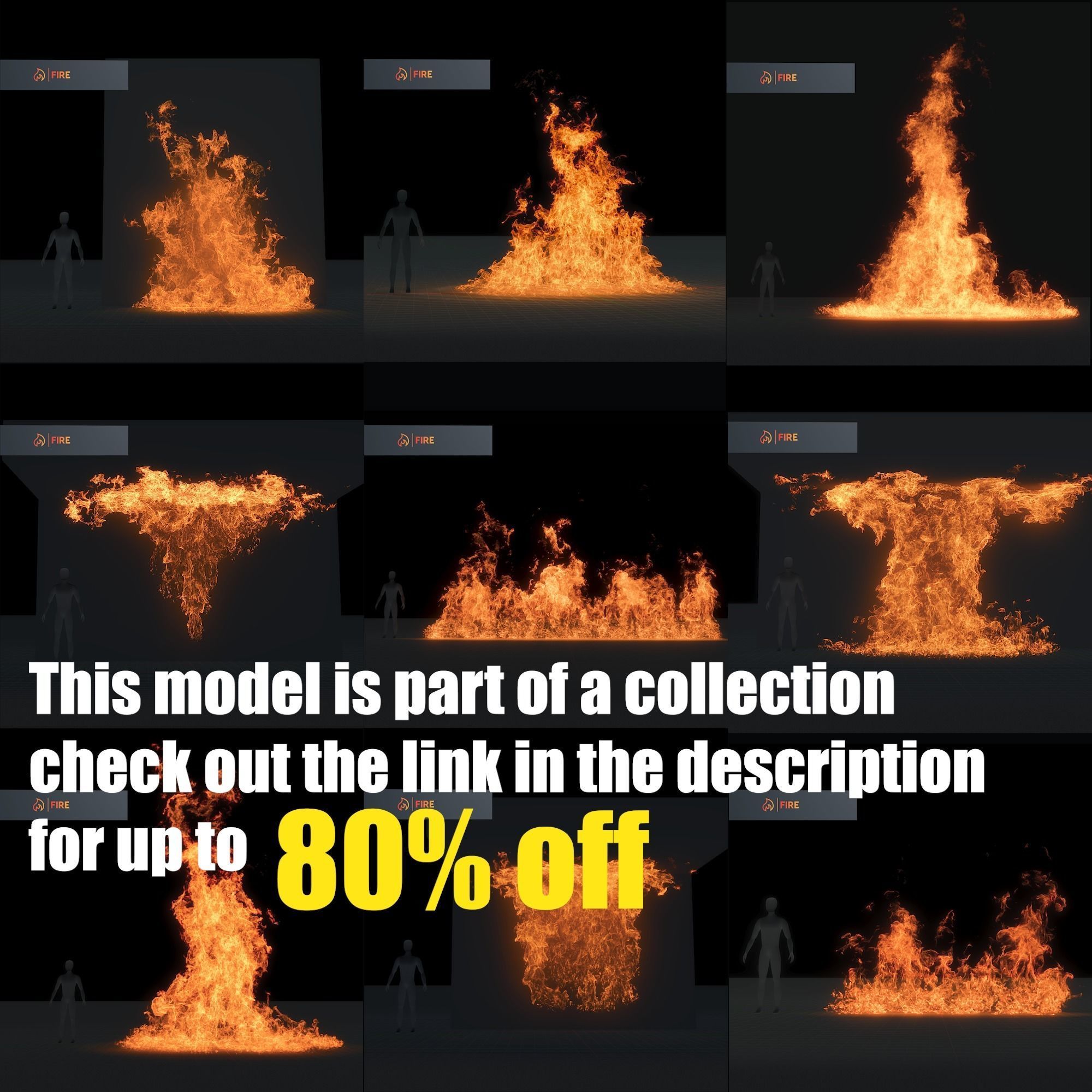 3D Fire Animation 3D model_2