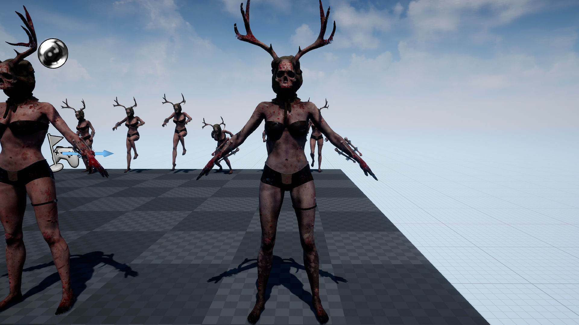 The Damned witch game character for Horror and Fantasy games Low-poly 3D model_12