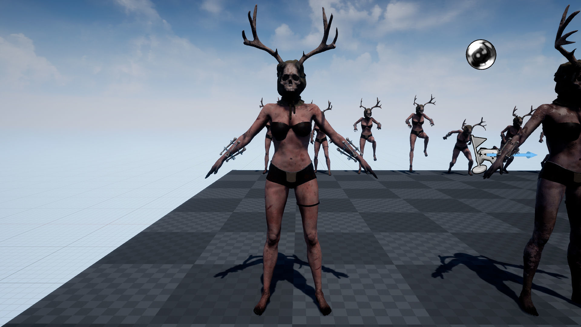 The Damned witch game character for Horror and Fantasy games Low-poly 3D model_11