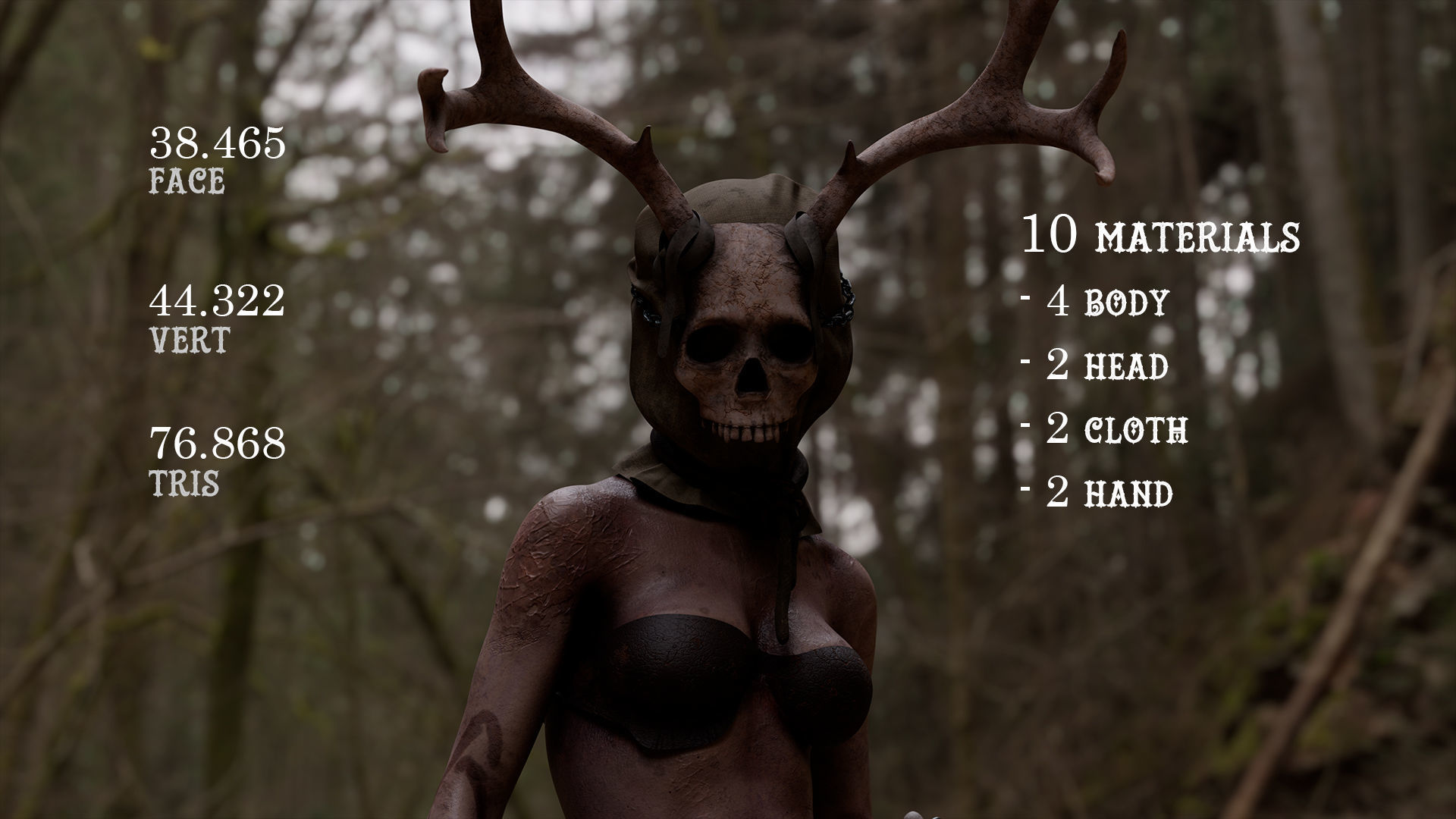 The Damned witch game character for Horror and Fantasy games Low-poly 3D model_2