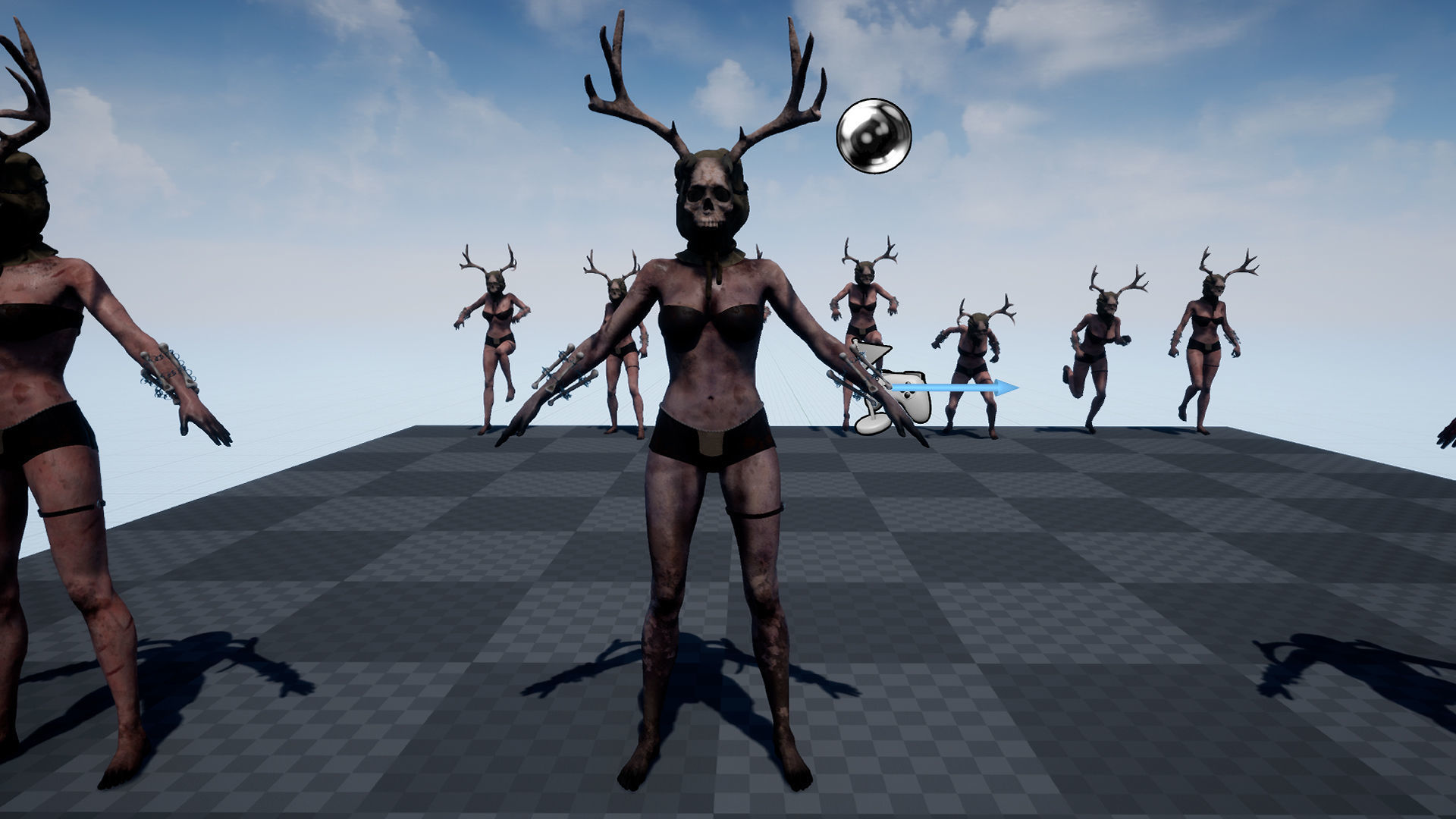 The Damned witch game character for Horror and Fantasy games Low-poly 3D model_13