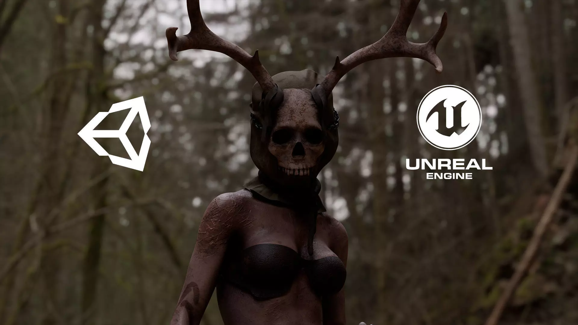 The Damned witch game character for Horror and Fantasy games Low-poly 3D model_0