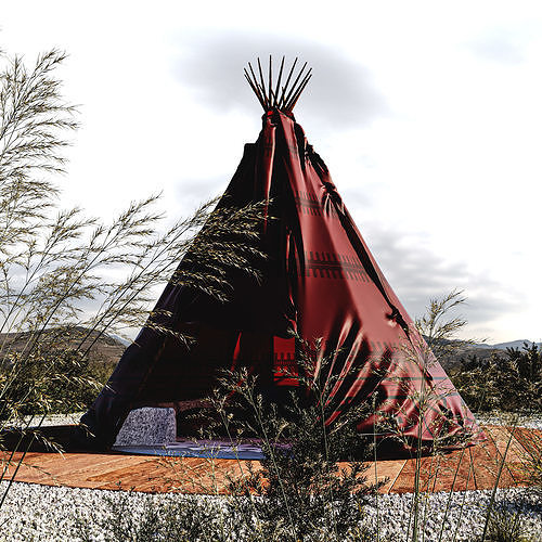 Red indian Tent 3D model 3