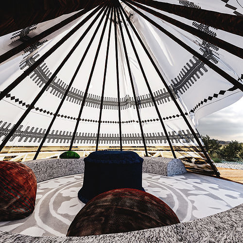 Red indian Tent 3D model 6