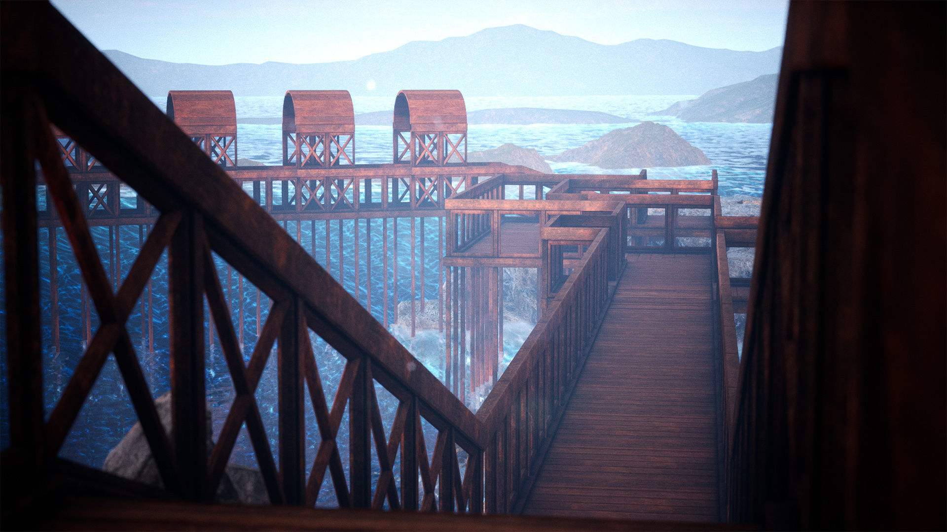 Modular Wooden Bridges 26 Assets Low-poly 3D model_7