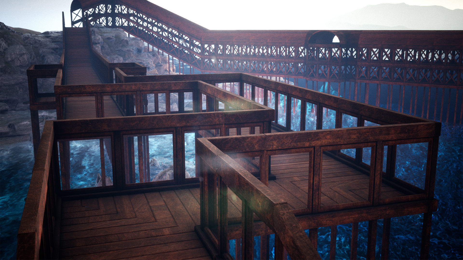 Modular Wooden Bridges 26 Assets Low-poly 3D model_3