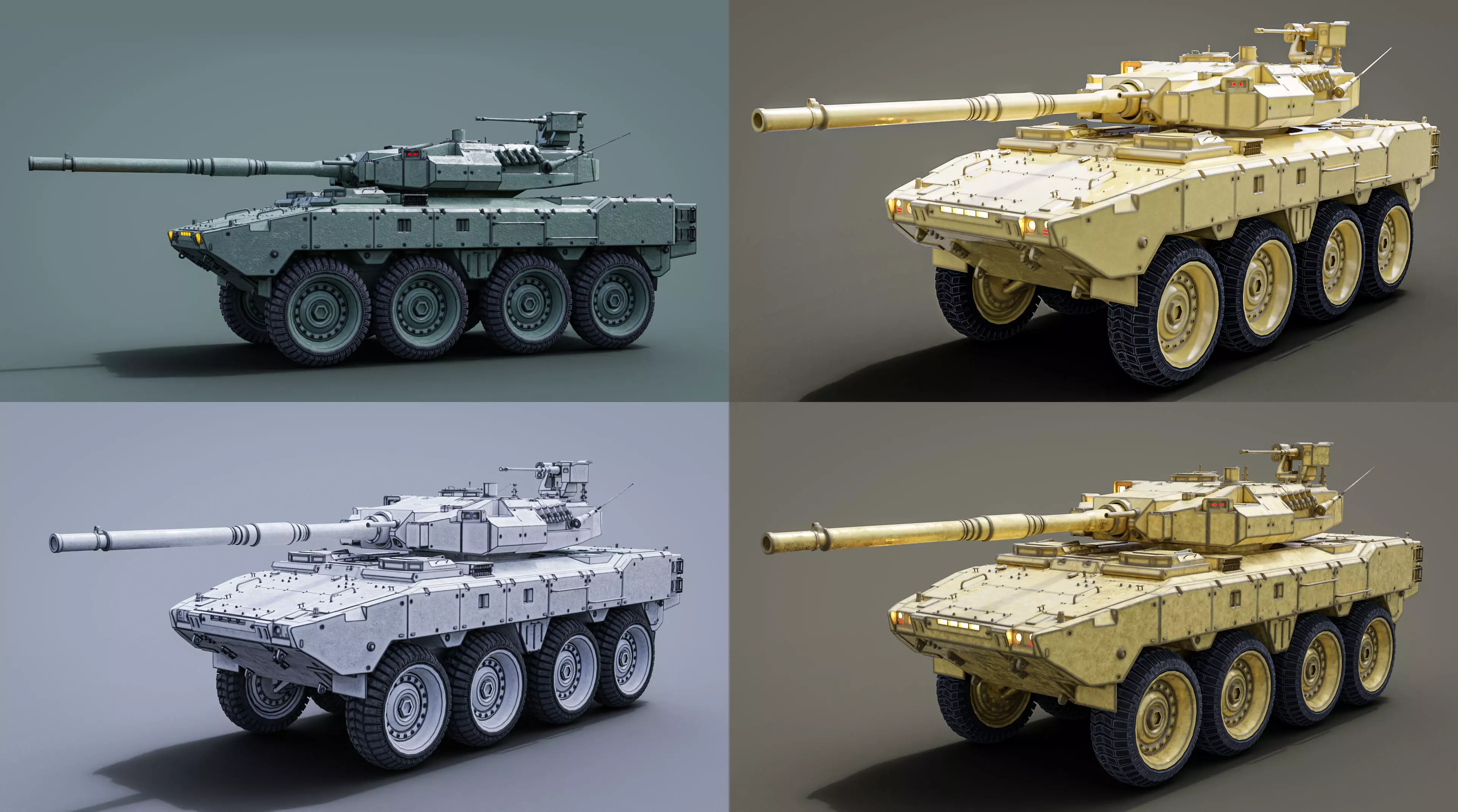 Tank destroyer Machine  Vehicle Low-poly 3D model_0