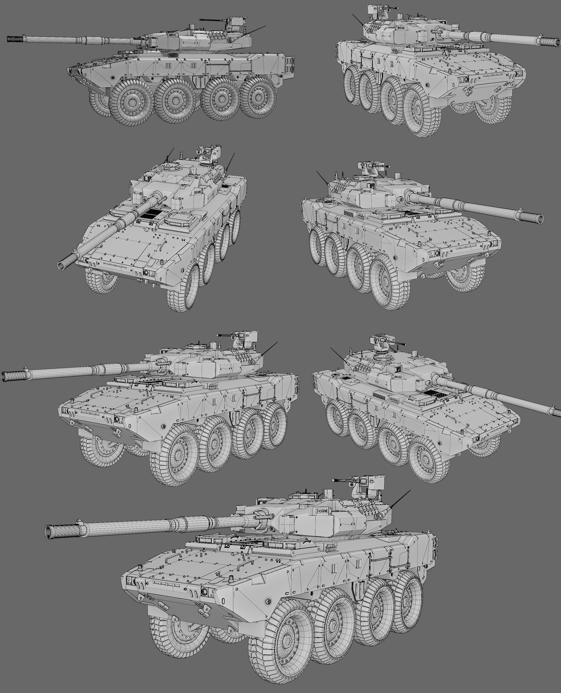 Tank destroyer Machine  Vehicle Low-poly 3D model_34