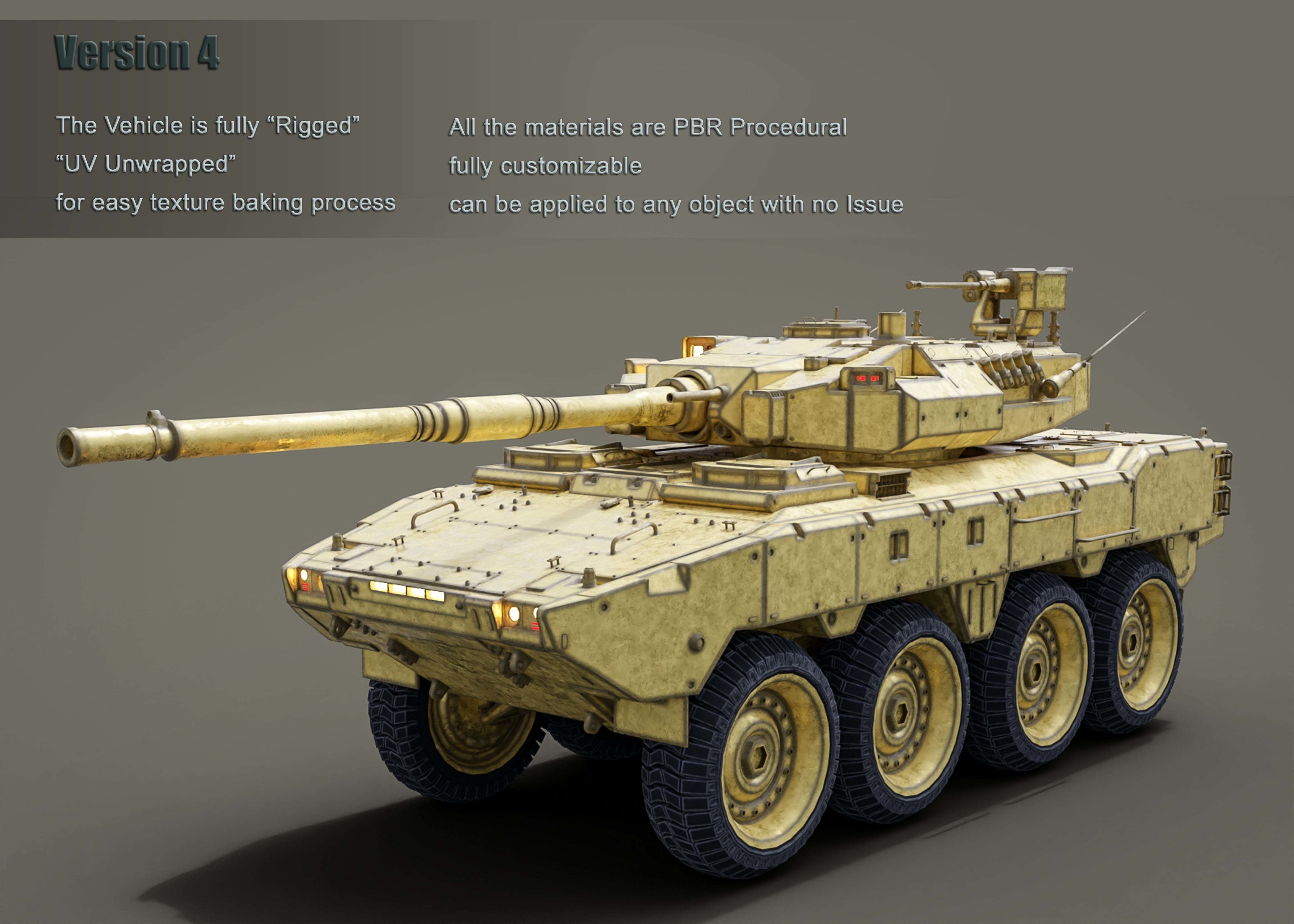 Tank destroyer Machine  Vehicle Low-poly 3D model_4