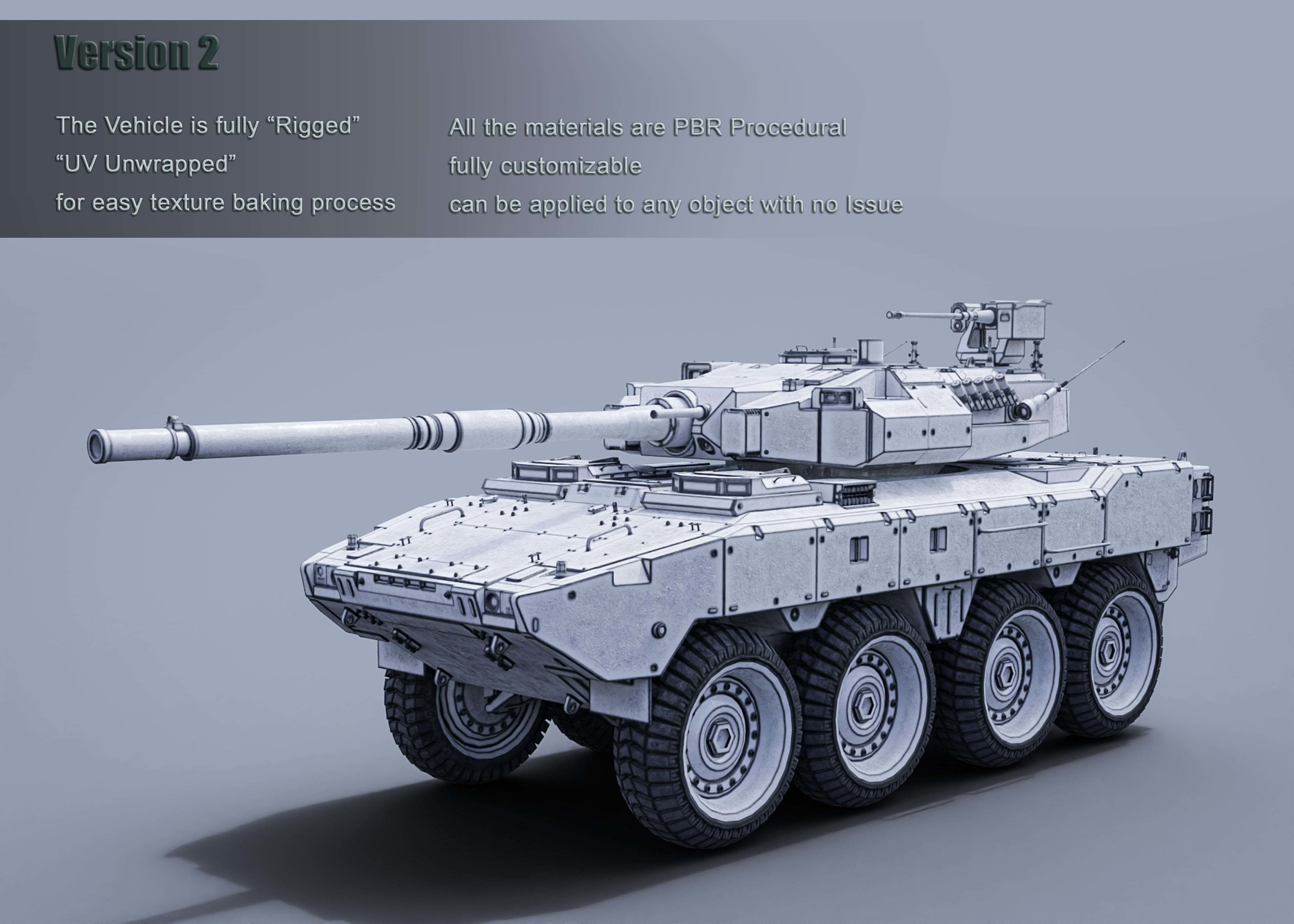 Tank destroyer Machine  Vehicle Low-poly 3D model_6