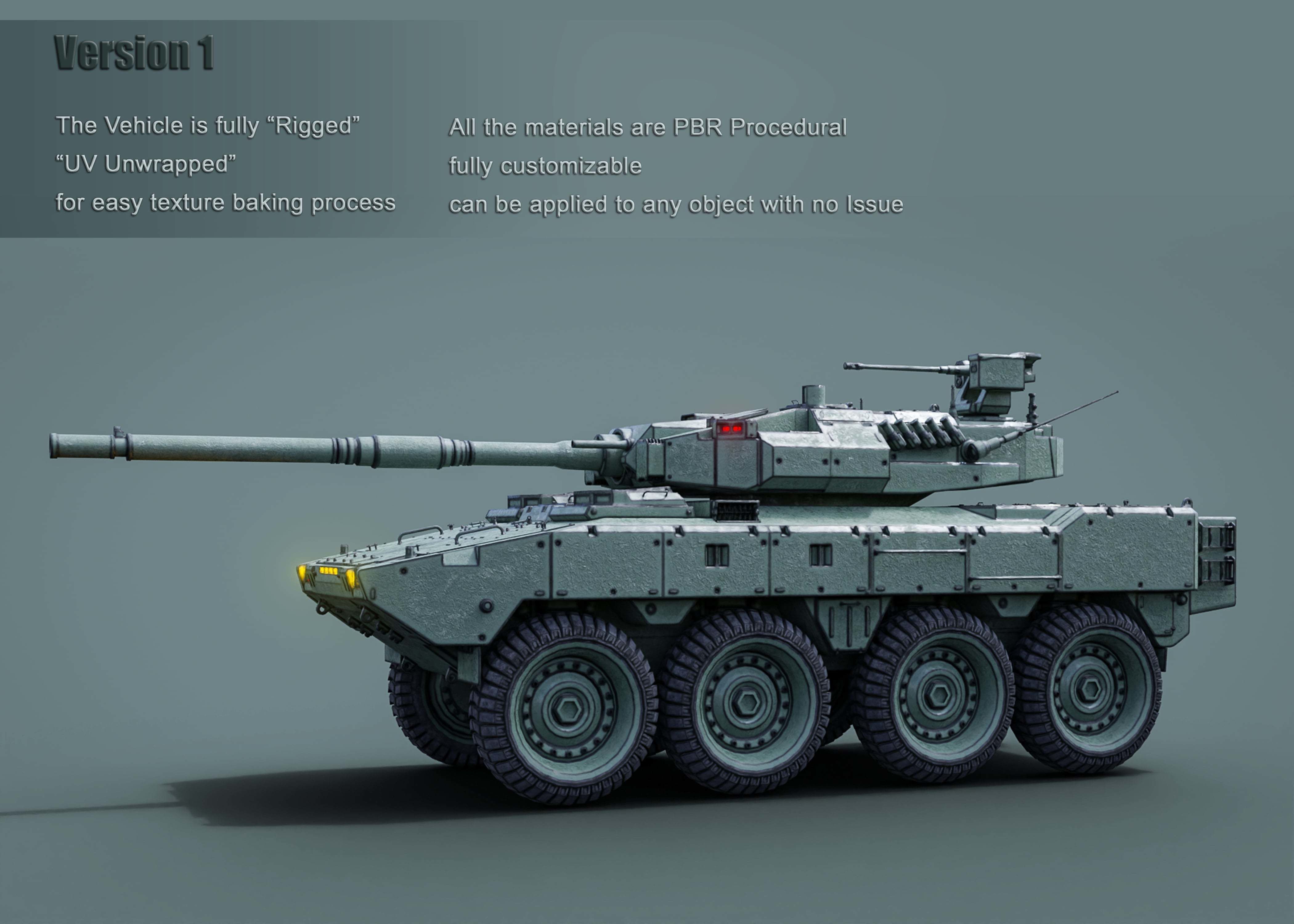 Tank destroyer Machine  Vehicle Low-poly 3D model_5