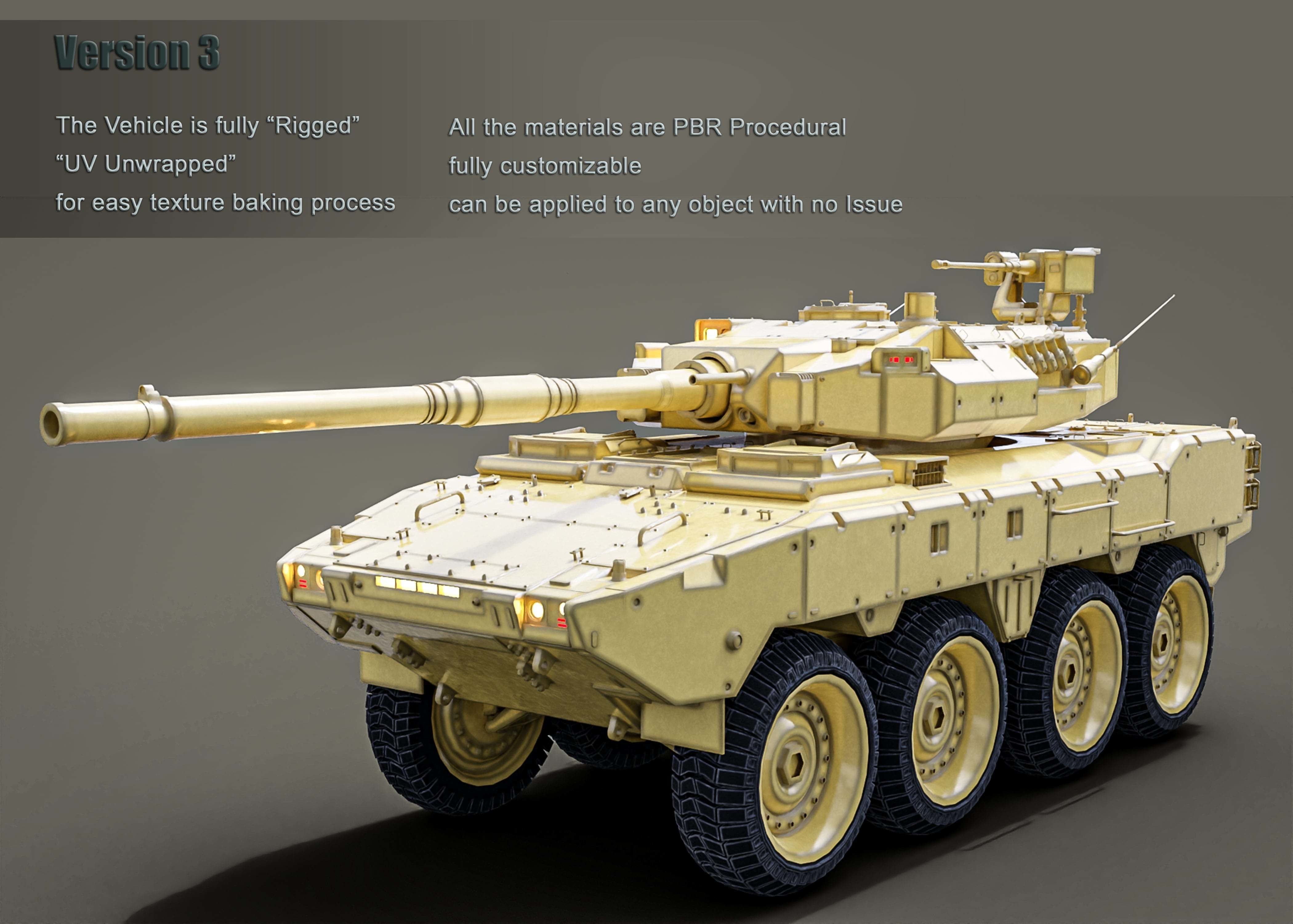 Tank destroyer Machine  Vehicle Low-poly 3D model_3