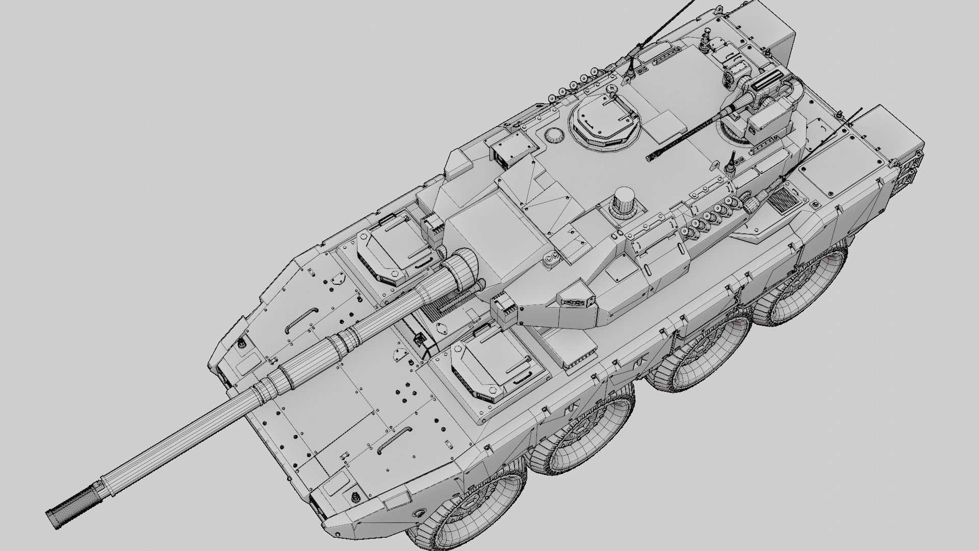 Tank destroyer Machine  Vehicle Low-poly 3D model_23