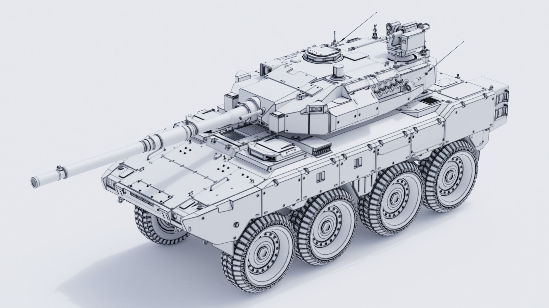 Tank destroyer Machine  Vehicle Low-poly 3D model_22