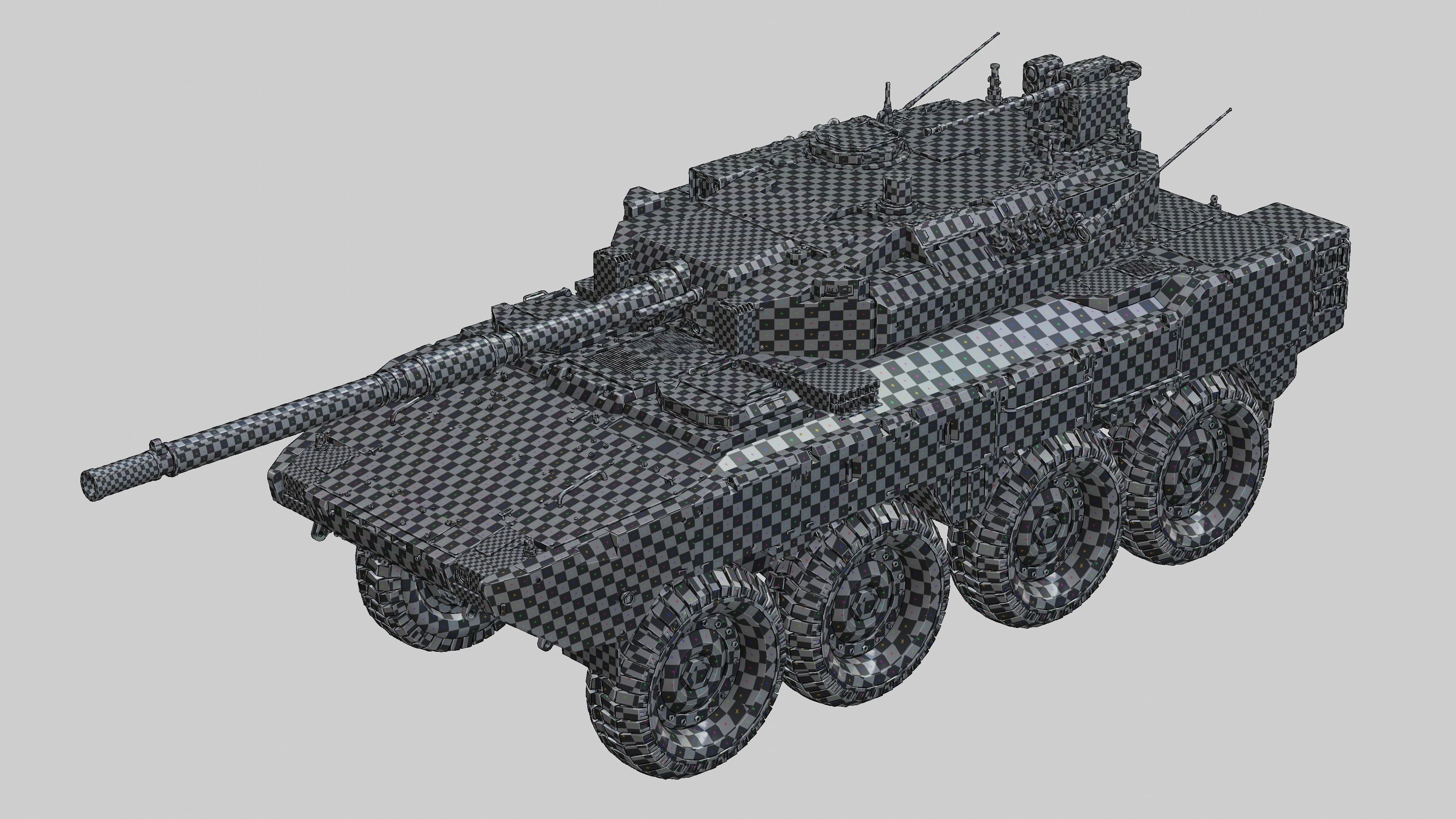 Tank destroyer Machine  Vehicle Low-poly 3D model_7