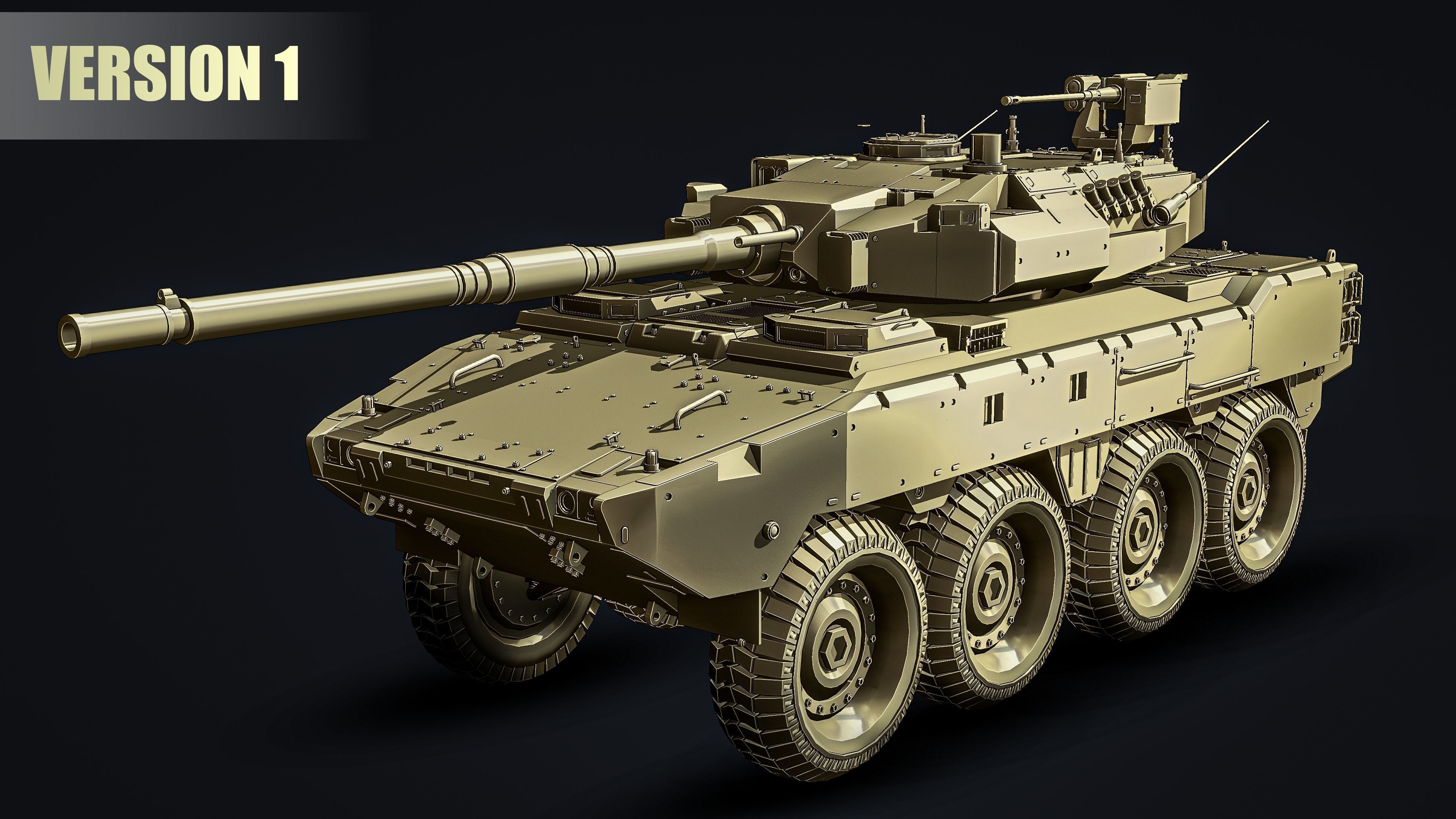 Tank destroyer Machine  Vehicle Low-poly 3D model_8