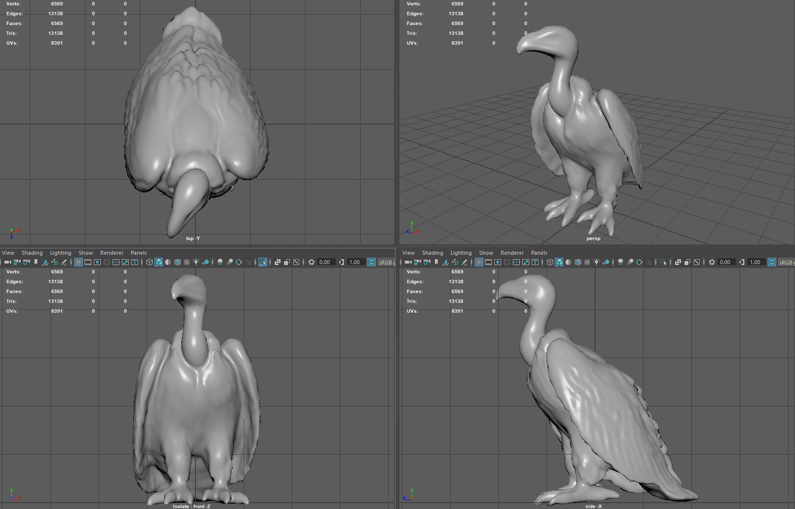 Vulture Low-poly 3D model_6
