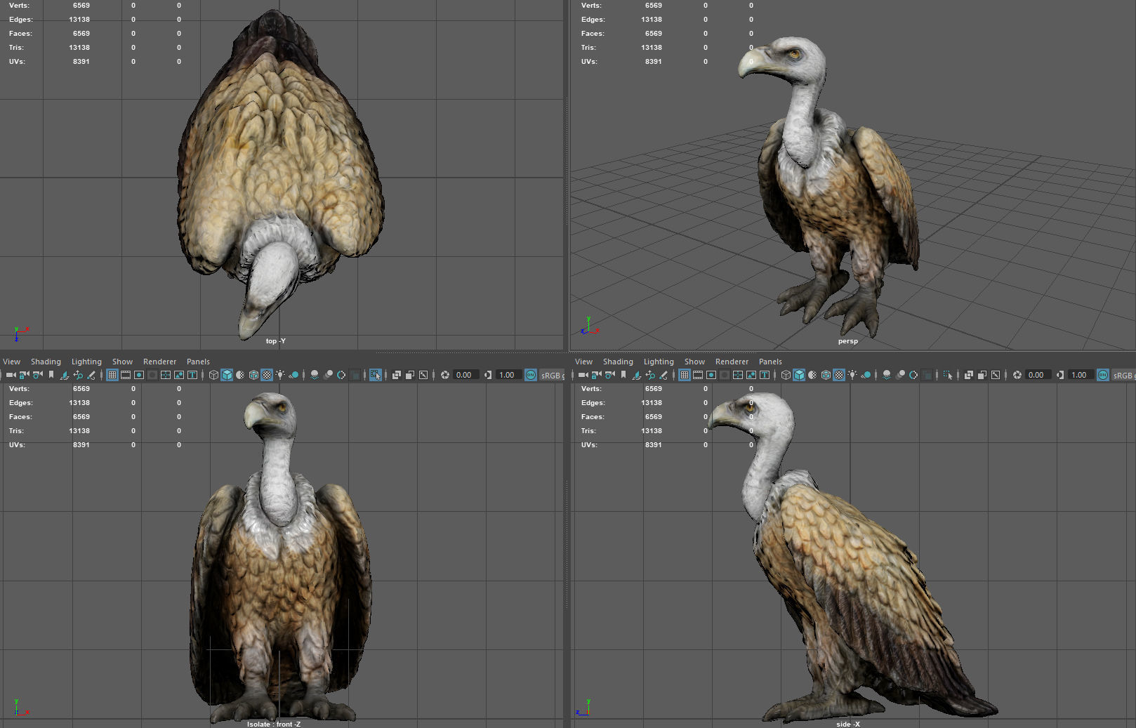 Vulture Low-poly 3D model_5