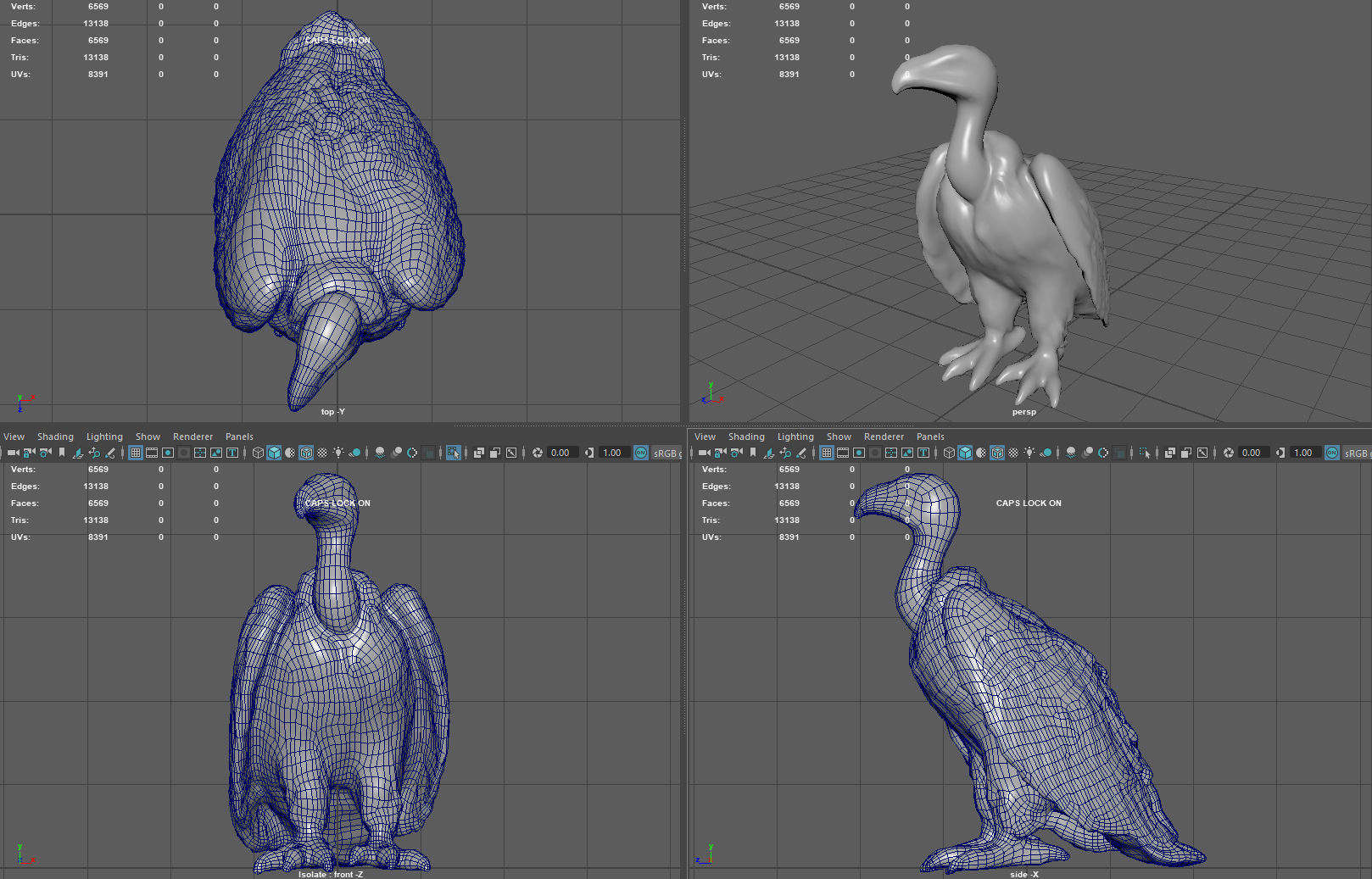 Vulture Low-poly 3D model_7