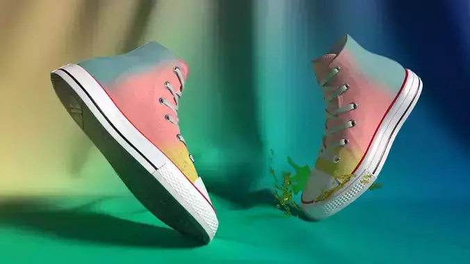 PBR Shoes Converse Color Rainbow Girls  Low-poly 3D model