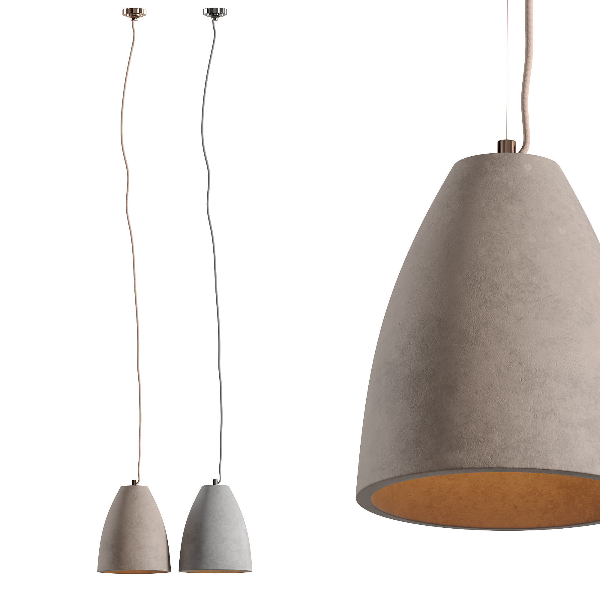 Dome Concrete Pendant Light 3D model_1