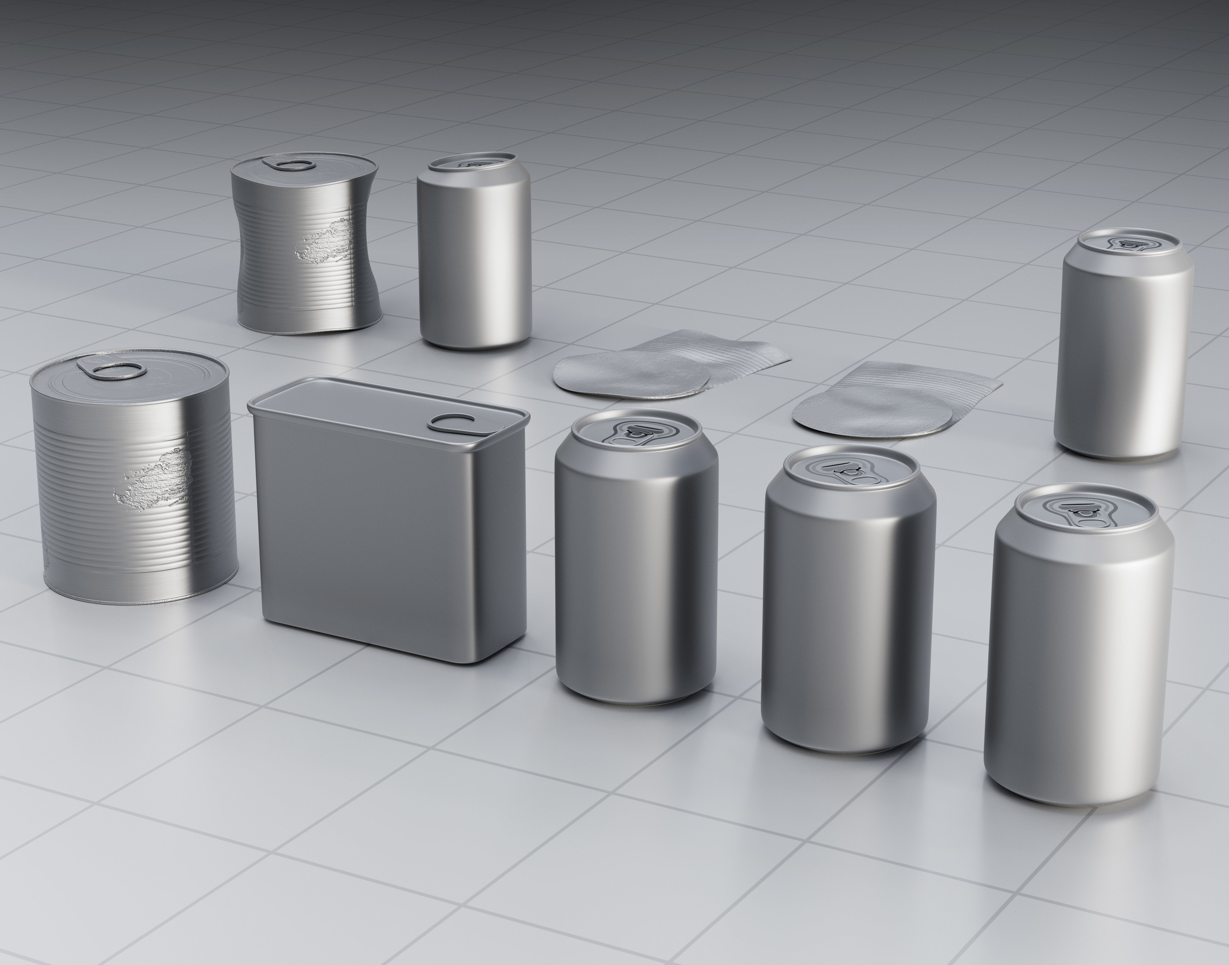 Rusted Cans Set Low-poly 3D model_3