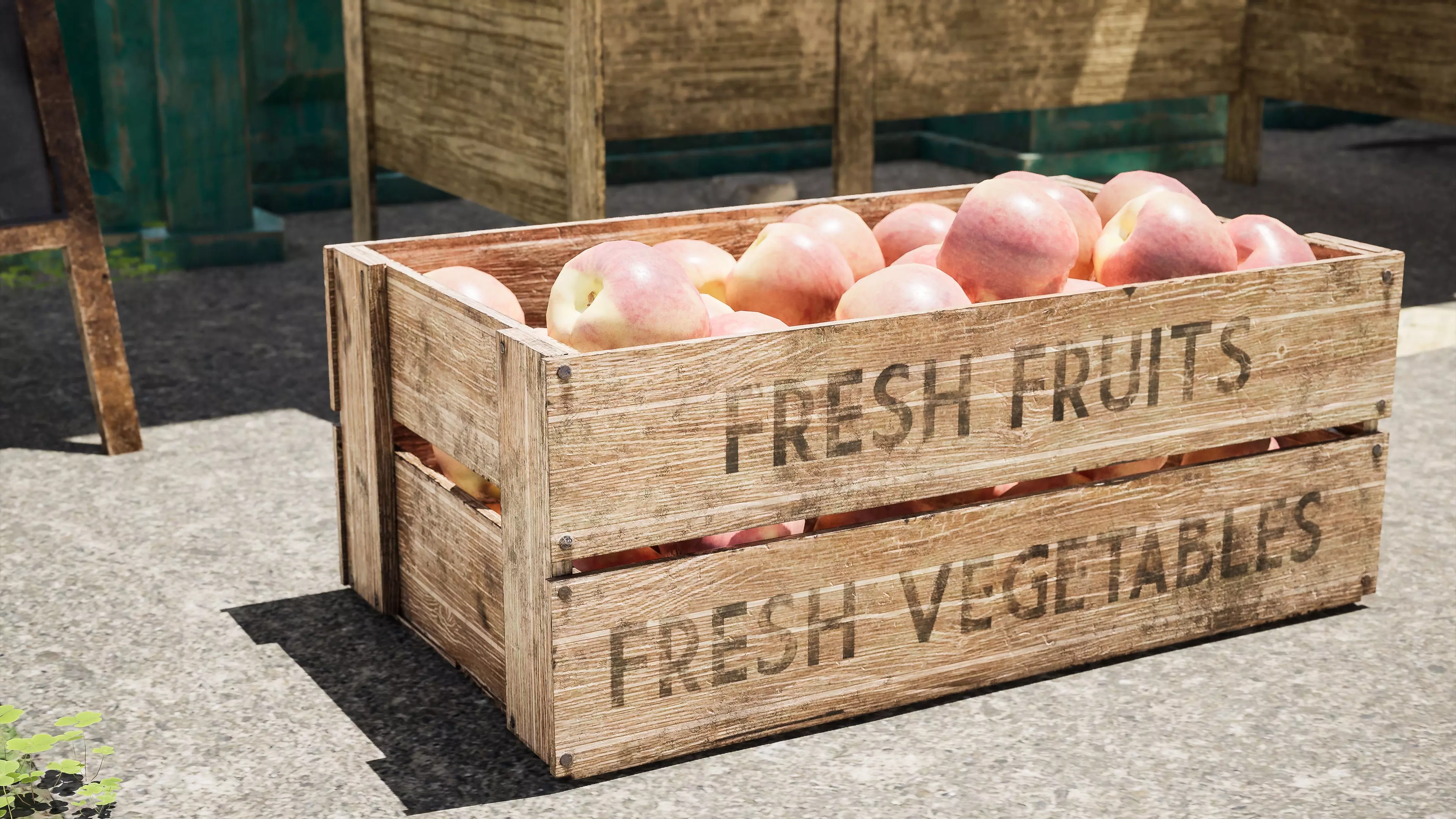 Crate of peaches Low-poly 3D model