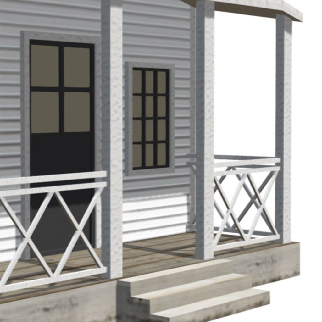 American Style Cottage - Town House Model Low-poly 3D model_4