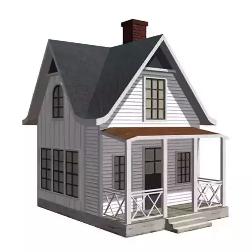American Style Cottage - Town House Model Low-poly 3D model