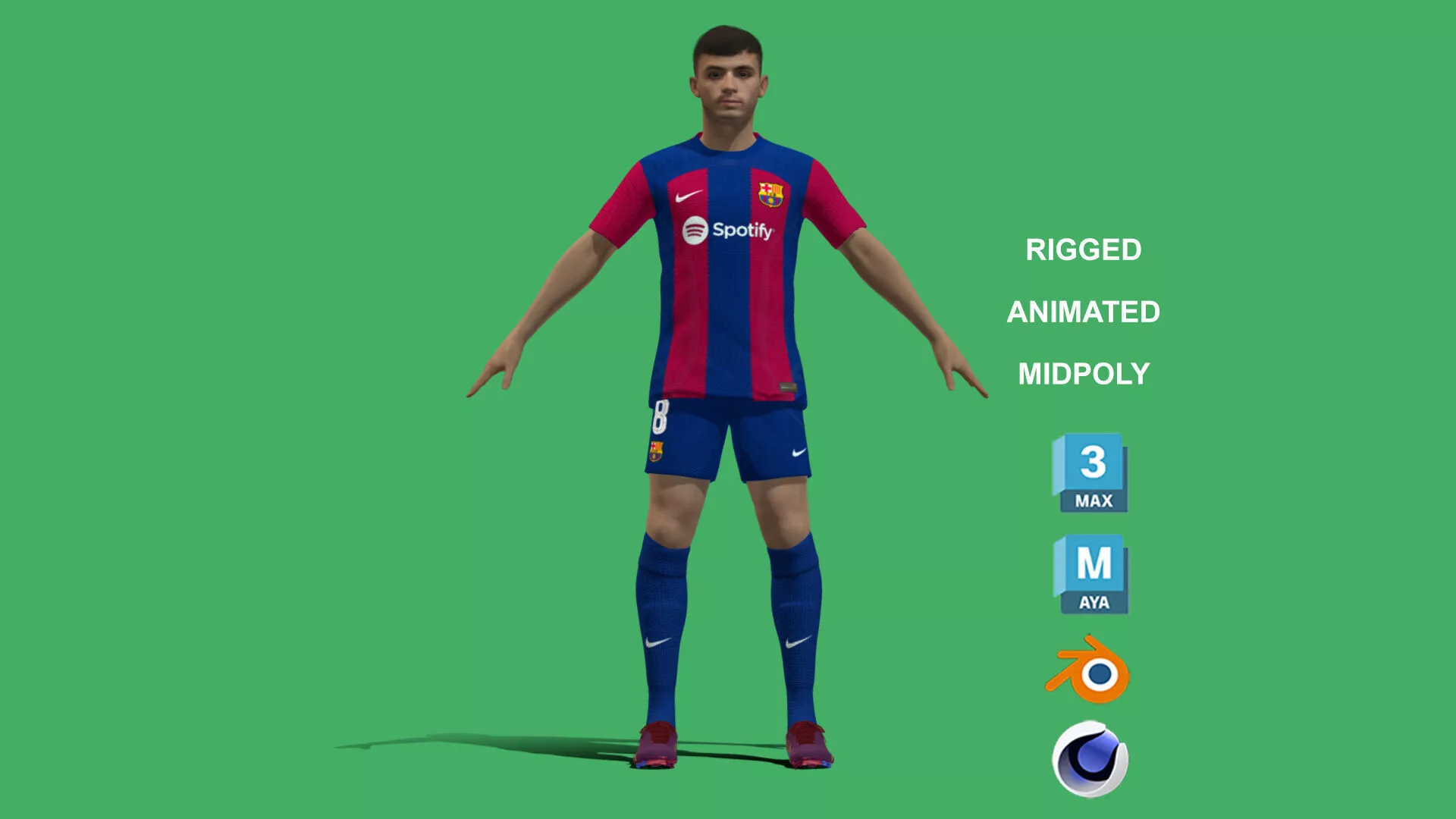 3D Rigged Pedri Barcelona 2024 3D model