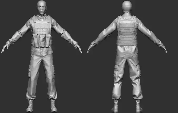 Soldier Outfit Highpoly sculpt