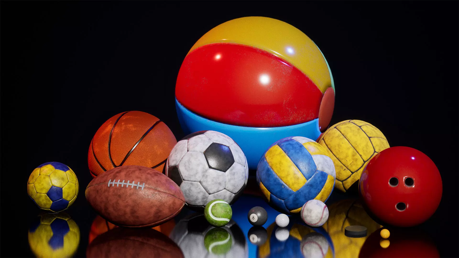 Sport Balls 13 Assets Low-poly 3D model