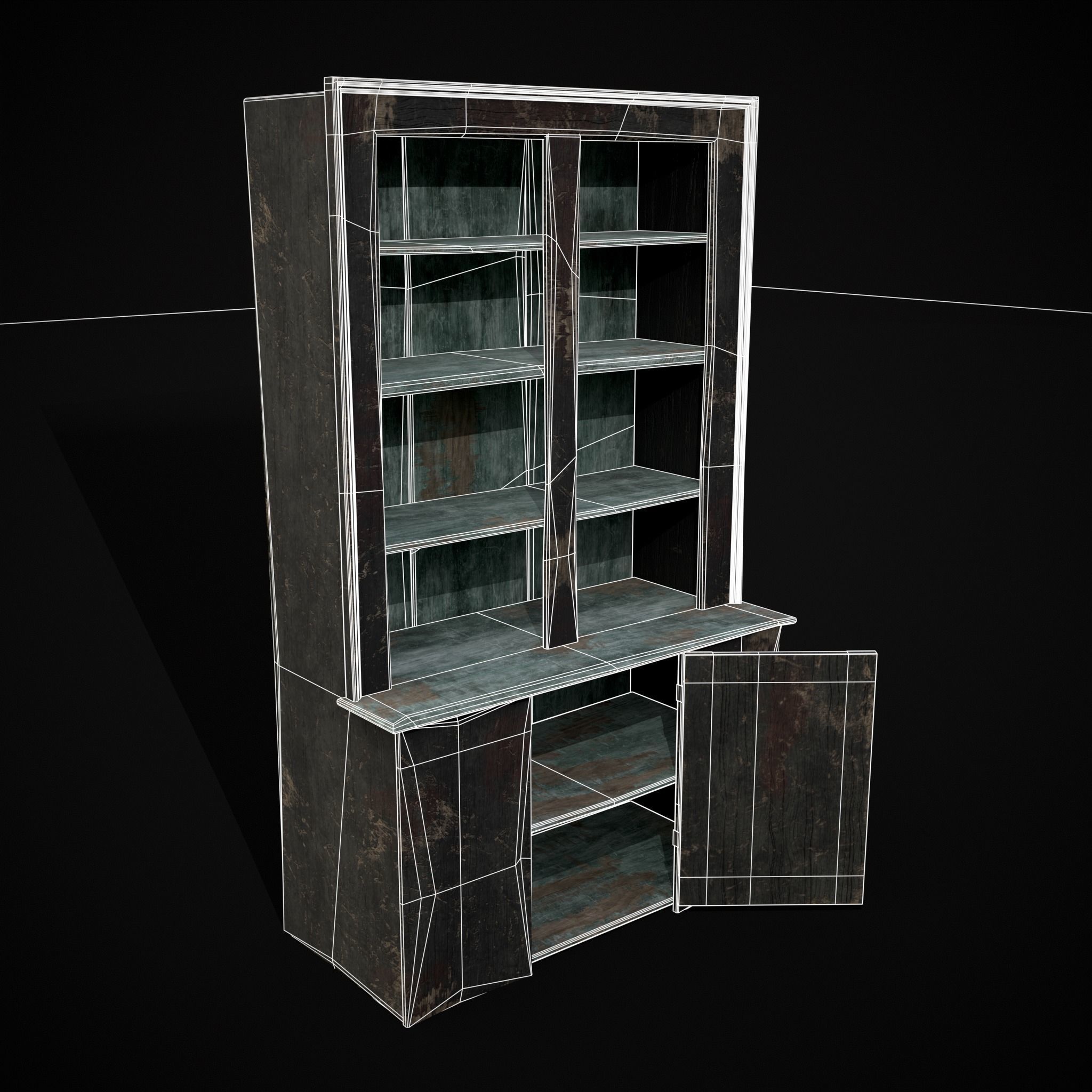 Old Medieval Cabinet Low-poly 3D model_8