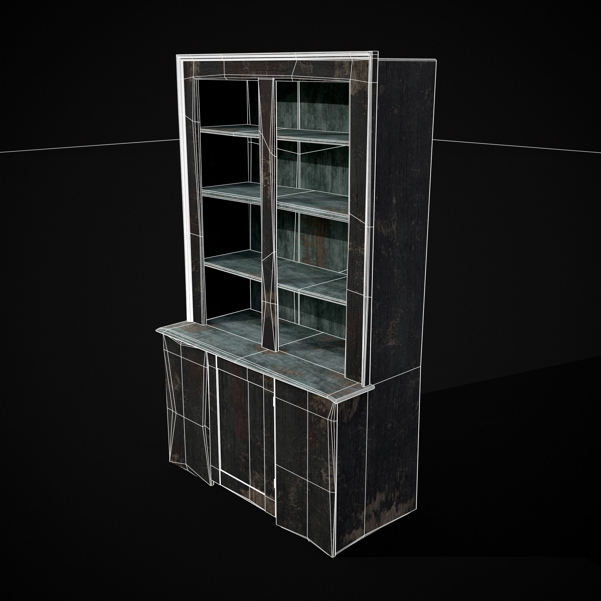 Old Medieval Cabinet Low-poly 3D model_2