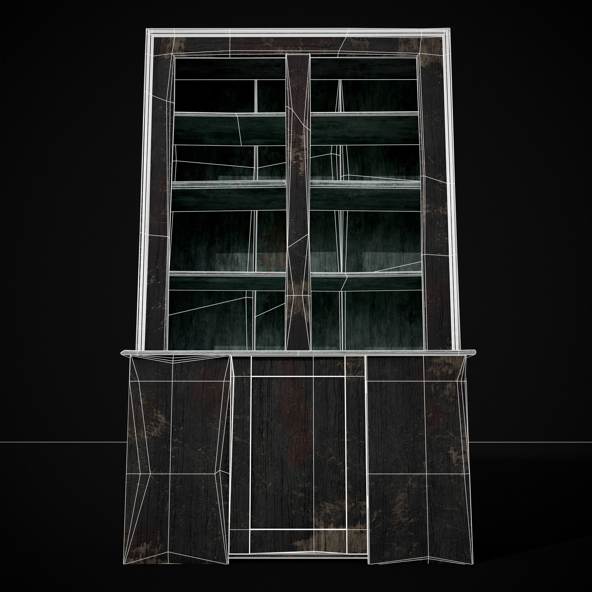 Old Medieval Cabinet Low-poly 3D model_6