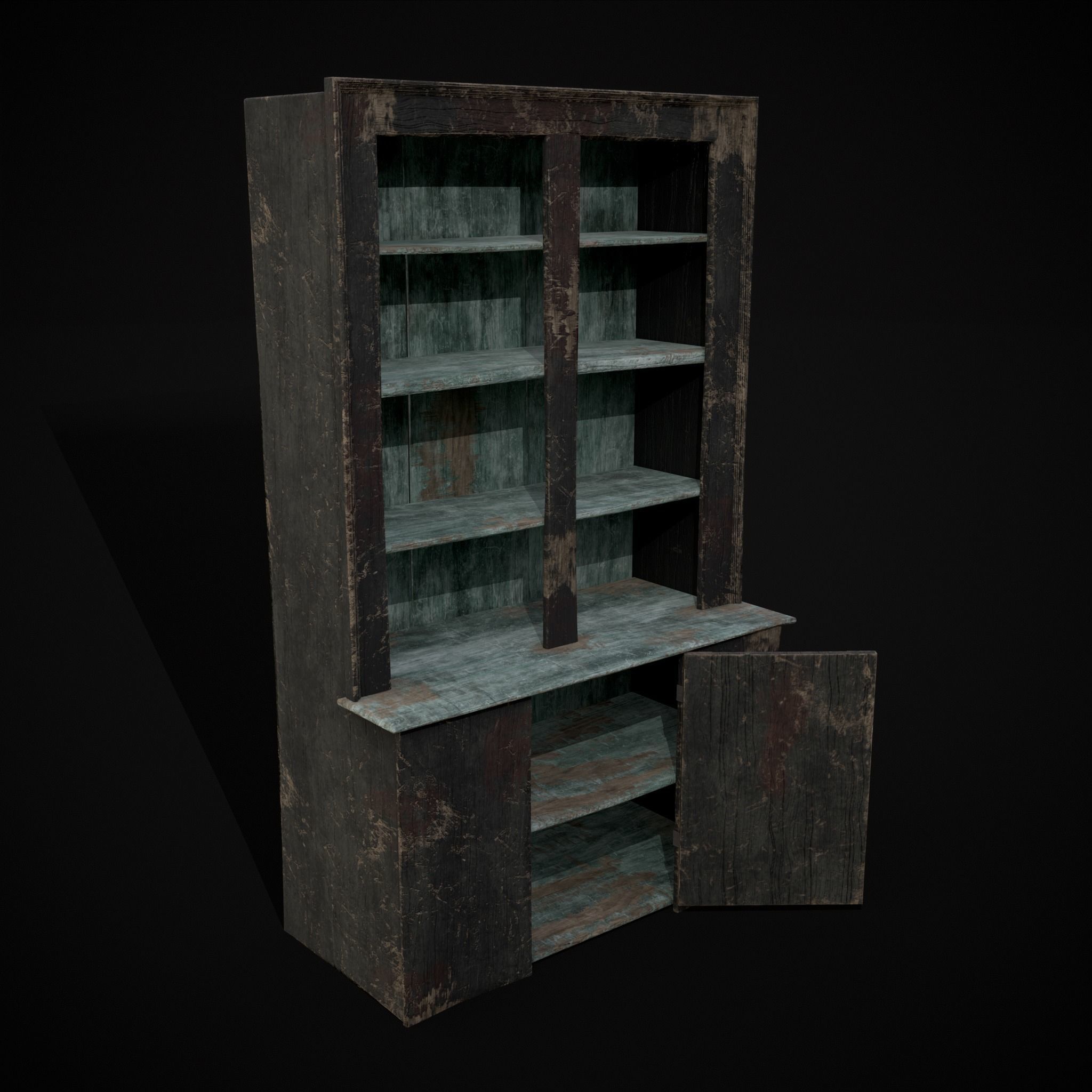 Old Medieval Cabinet Low-poly 3D model_7