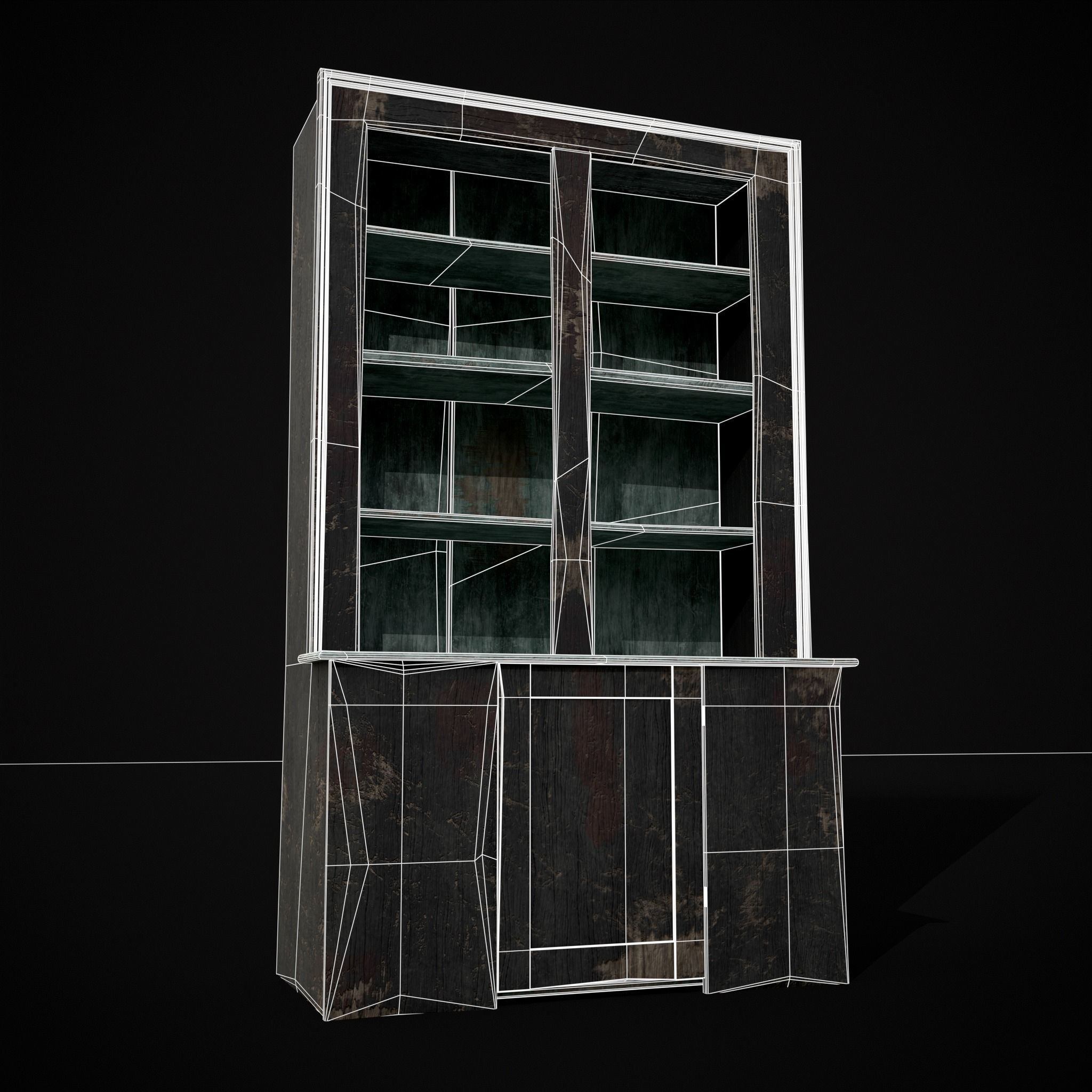 Old Medieval Cabinet Low-poly 3D model_4