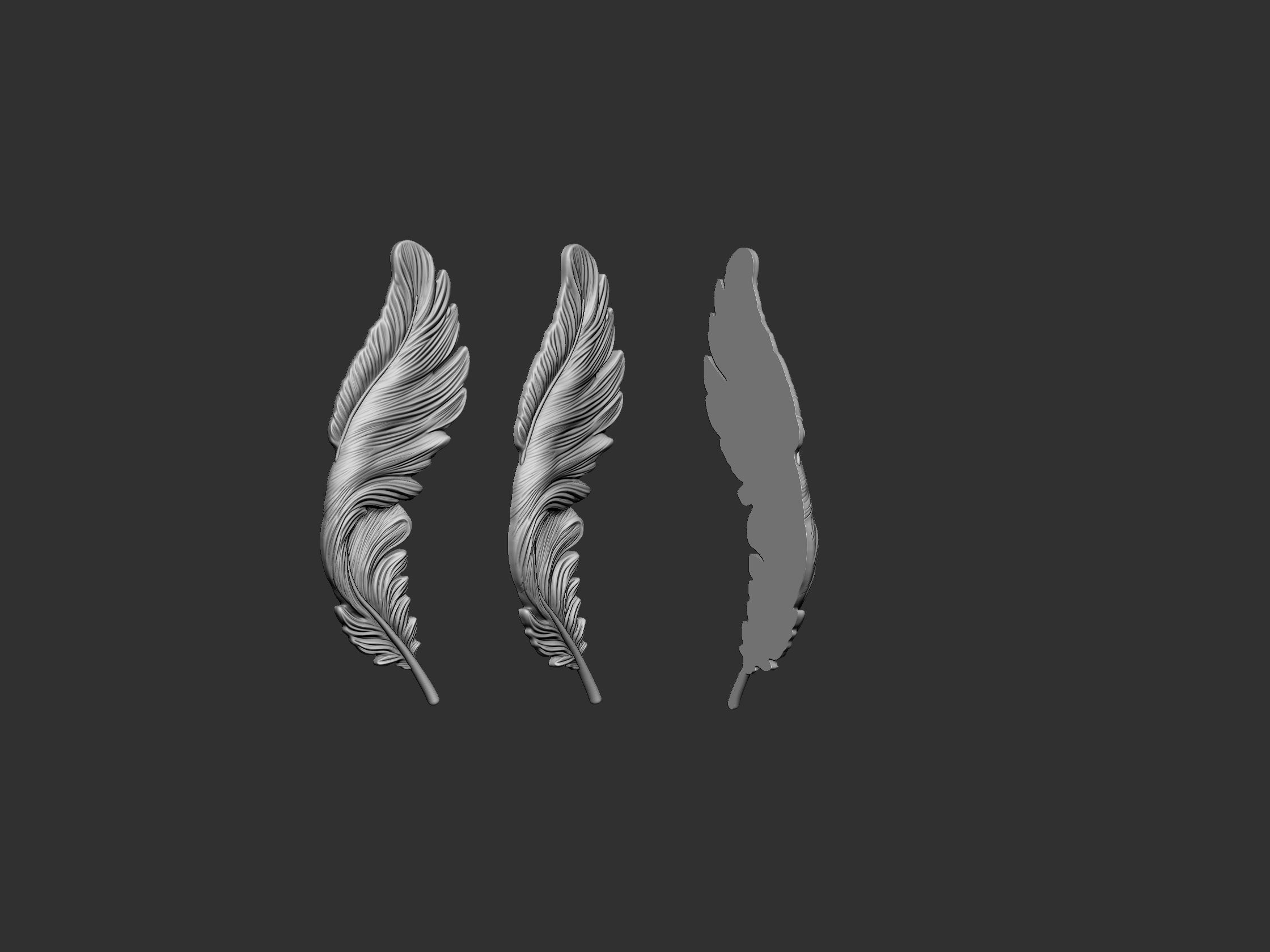 Feather Bas-Relief 3D print model_6