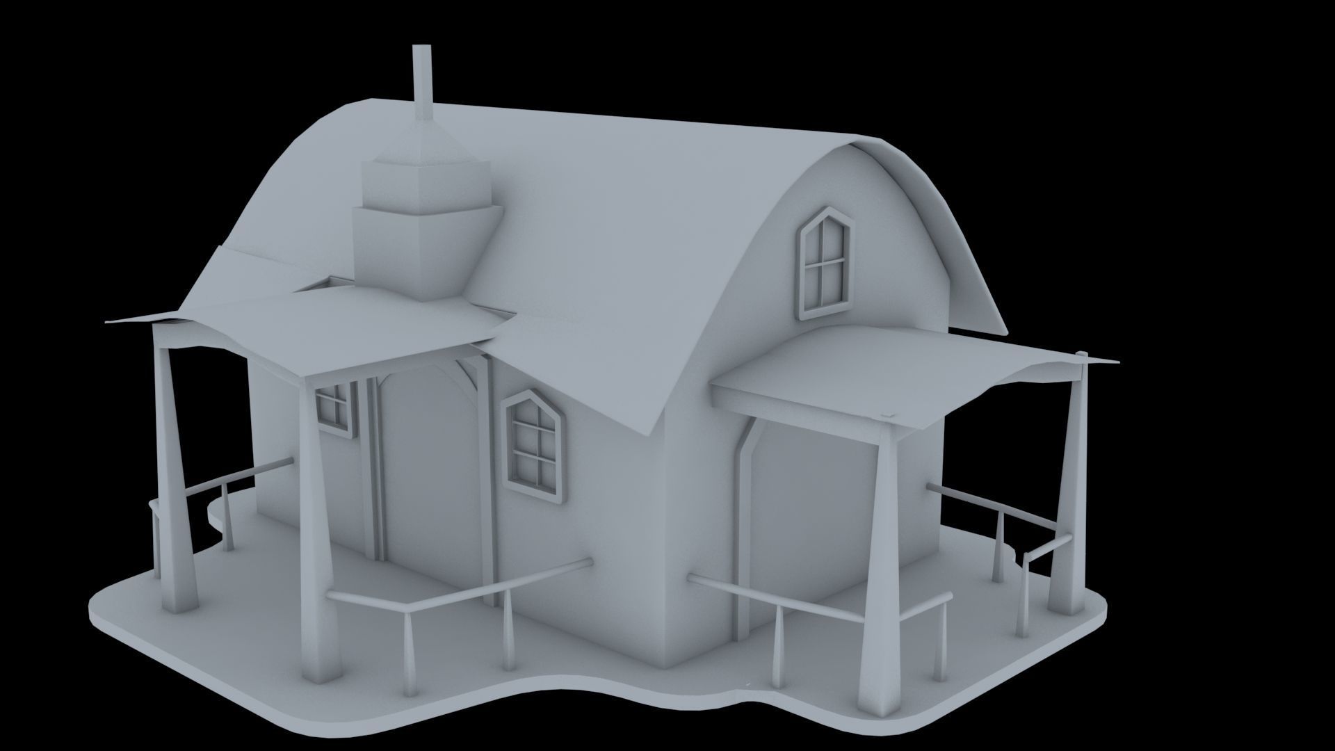 cartoon House Low-poly 3D model_2