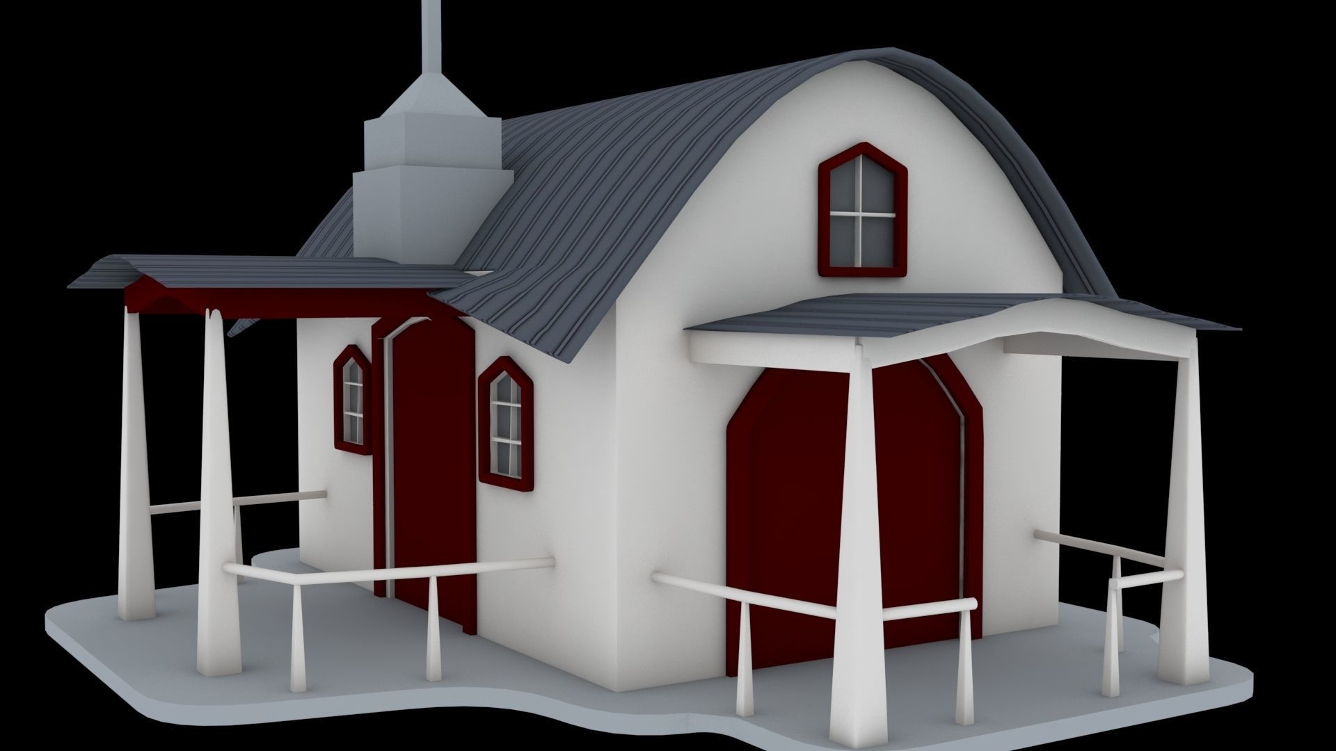 cartoon House Low-poly 3D model_1
