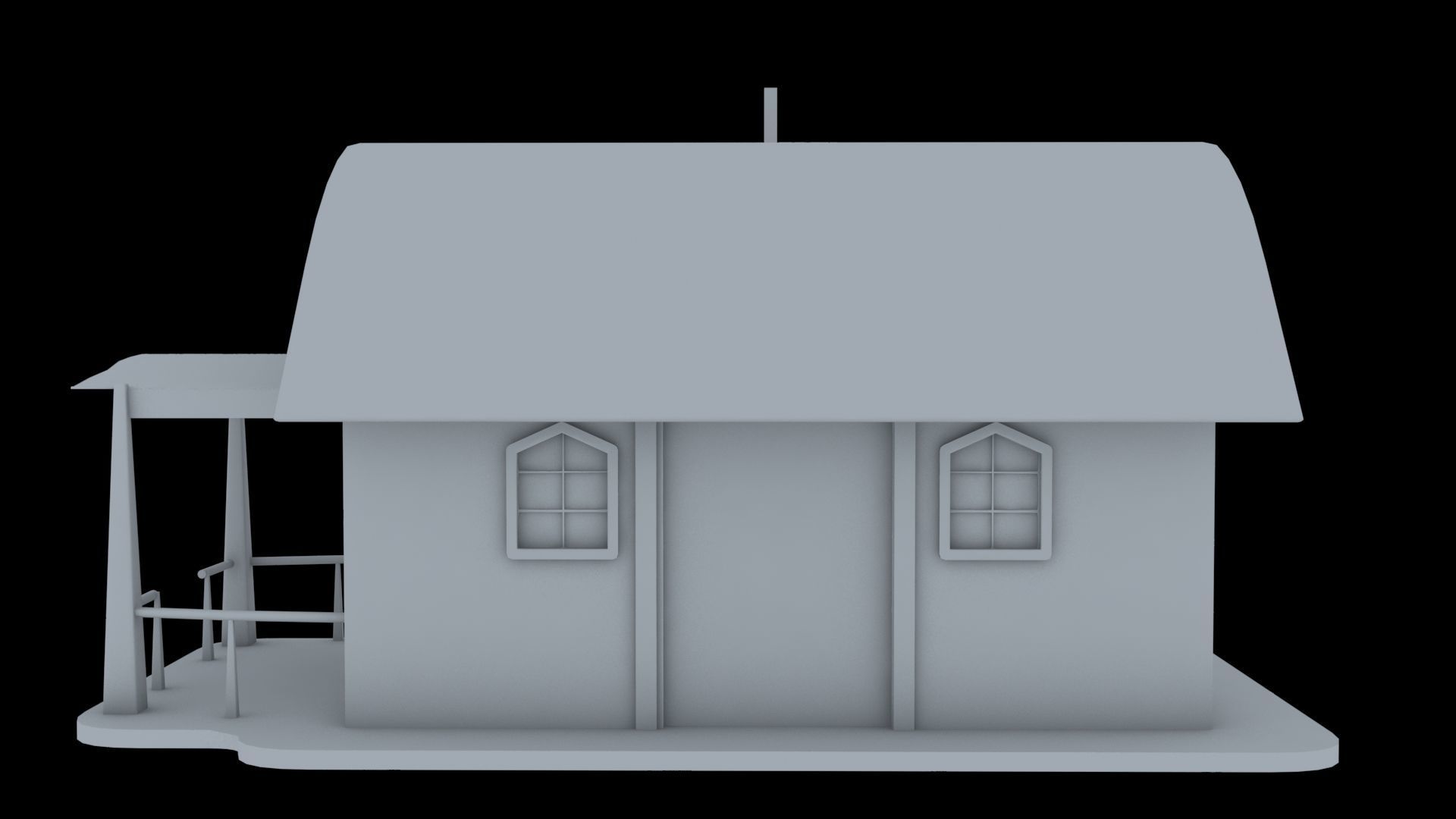 cartoon House Low-poly 3D model_6