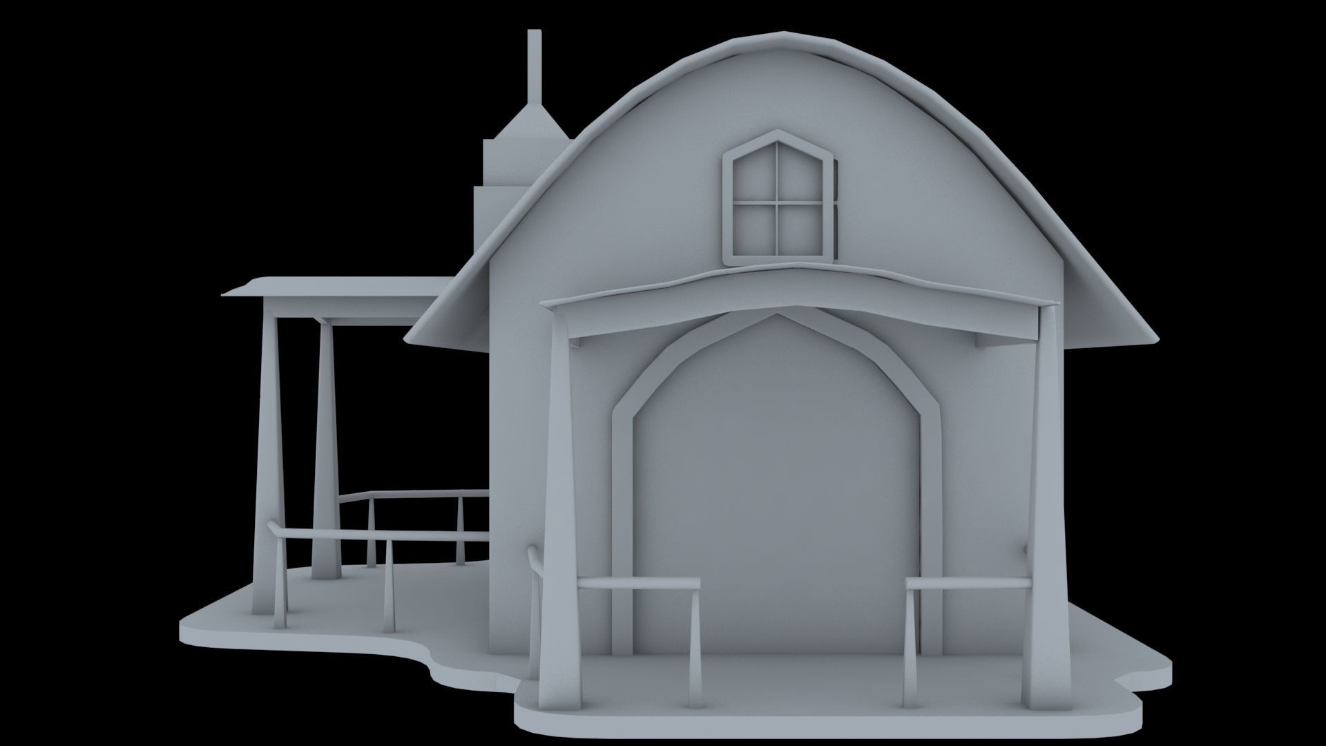 cartoon House Low-poly 3D model_5
