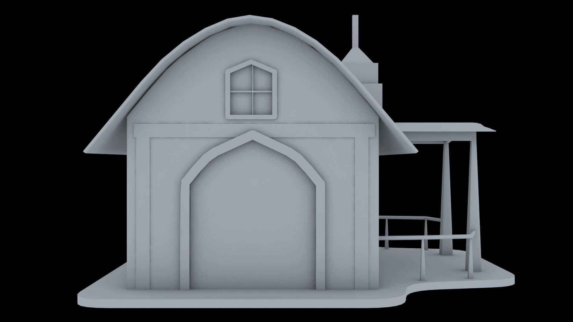 cartoon House Low-poly 3D model_3