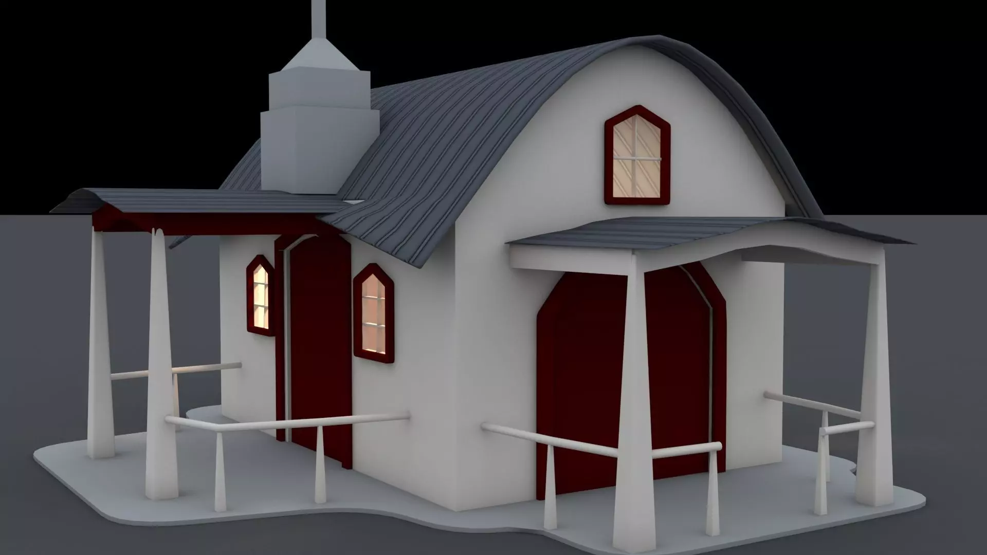 cartoon House Low-poly 3D model_0