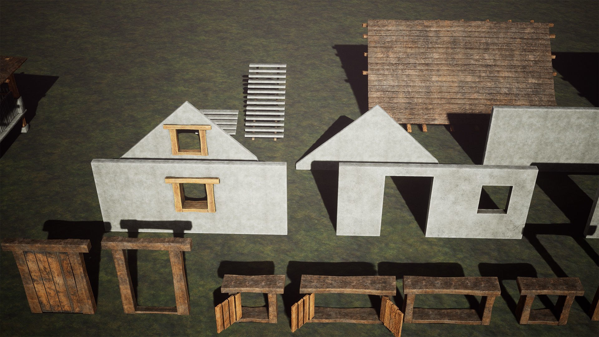 Modular Concrete House 28 Assets Low-poly 3D model_5