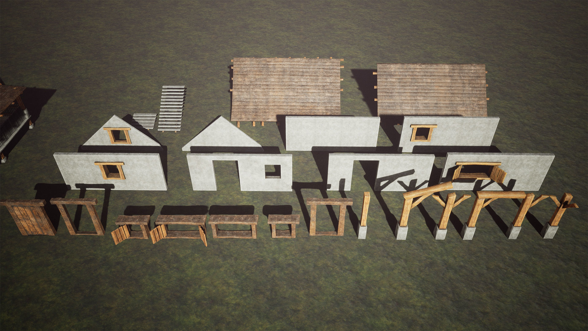 Modular Concrete House 28 Assets Low-poly 3D model_9