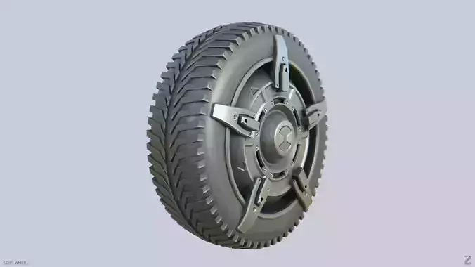 Scifi wheel Low-poly 3D model